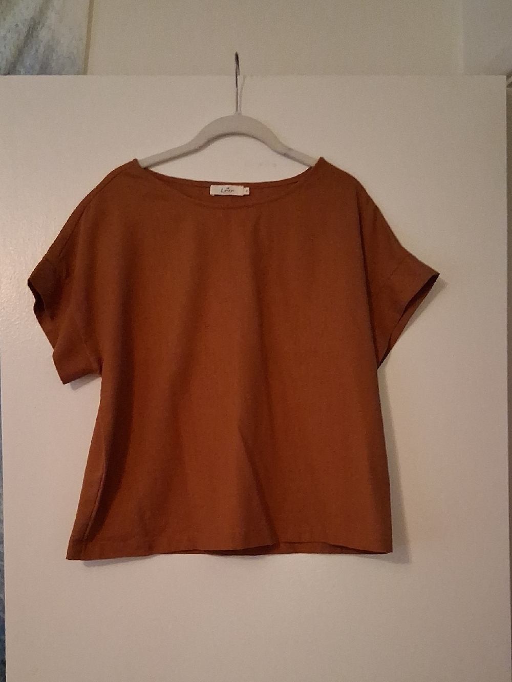 Linen Women's Rust Short-Sleeve Boxy Tee